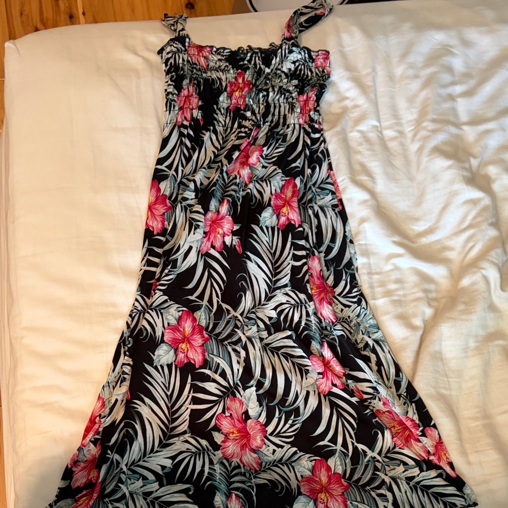 Floral Maxi Dress with Pink and Green Pattern